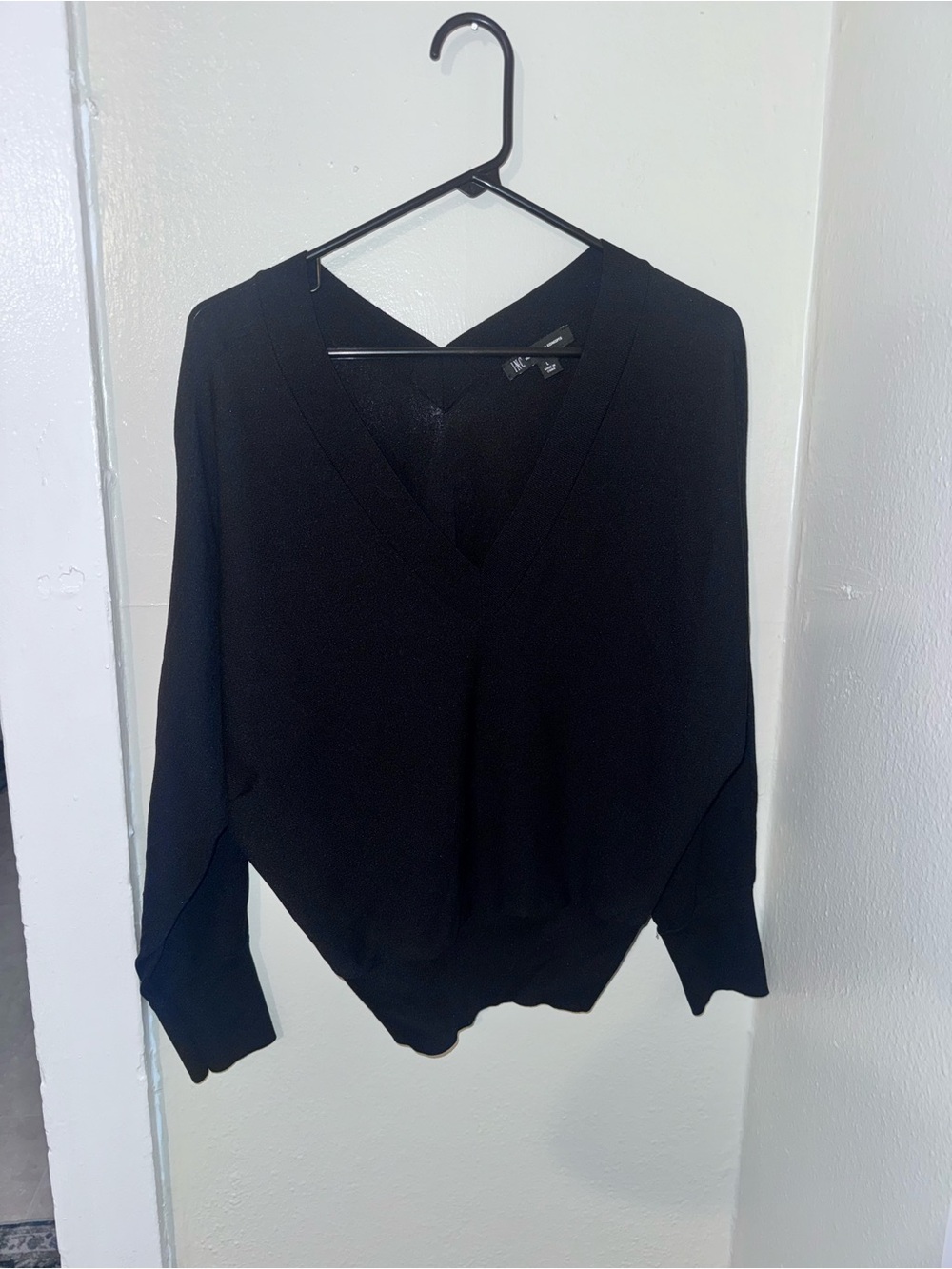 INC International Concepts Black V-Neck Pullover Sweater